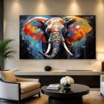 Olifant in Kleur, Dieren schilderij aan de muur in interieur