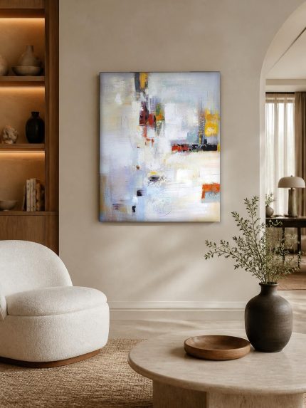 Zachte Vlakken in Licht, Abstract & Modern schilderij aan de muur in interieur