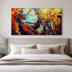 Saxofonist in Vuur en Blauw, Mensen & Portretten schilderij aan de muur in interieur