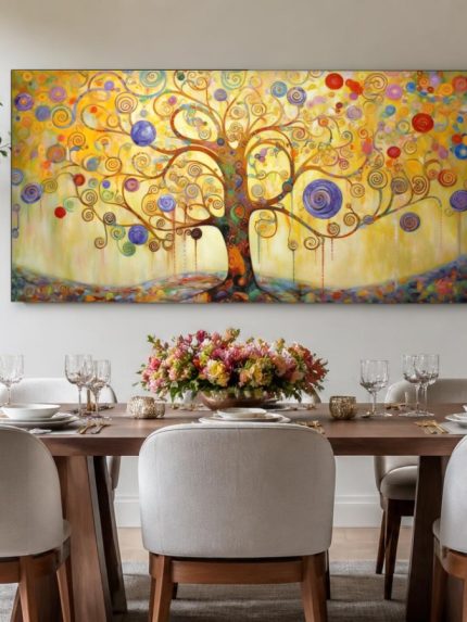 Levensboom, Natuur & Landschap schilderij aan de muur in interieur