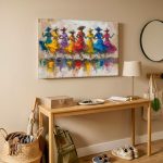 Kleurrijke Optocht, Mensen & Portretten schilderij aan de muur in interieur