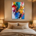 Kleurexplosie in Beweging, Abstract & Modern schilderij aan de muur in interieur