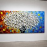 Wit Boeket in Vuur en IJs, Bloemen & Stilleven schilderij aan de muur in interieur
