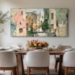 Mediterrane Straat in Pastel, Steden & Skylines schilderij aan de muur in interieur