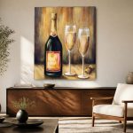 Champagne voor Twee, Bloemen & Stilleven schilderij aan de muur in interieur