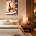 Rode wijn op het vat, Bloemen & Stilleven schilderij aan de muur in interieur