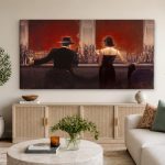 Stilte aan de Bar, Mensen & Portretten schilderij aan de muur in interieur