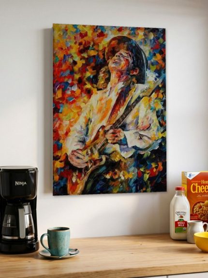 Vurige Gitarist, Mensen & Portretten schilderij aan de muur in interieur