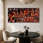 Strijkorkest in Vuurgloed, Mensen & Portretten schilderij aan de muur in interieur
