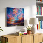 Kleurrijke Wolkenlucht bij Zonsondergang, Natuur & Landschap schilderij aan de muur in interieur