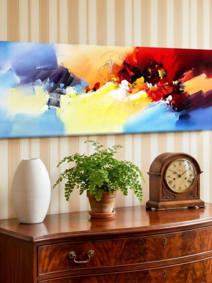 Stralende Lucht, Abstract & Modern schilderij aan de muur in interieur