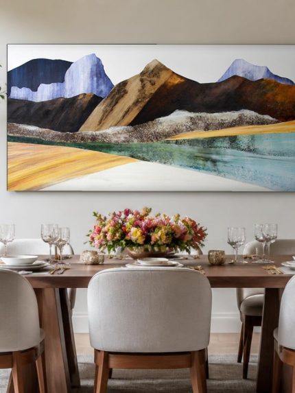 Bergen in kleurlagen, Natuur & Landschap schilderij aan de muur in interieur