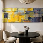 Gele Vlakken in Beweging, Abstract & Modern schilderij aan de muur in interieur
