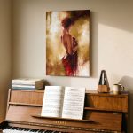 Gehuld in Rood, Mensen & Portretten schilderij aan de muur in interieur