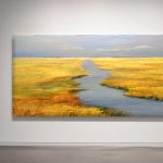 Kronkelende Rivier door Gouden Kwelder, Natuur & Landschap schilderij aan de muur in interieur