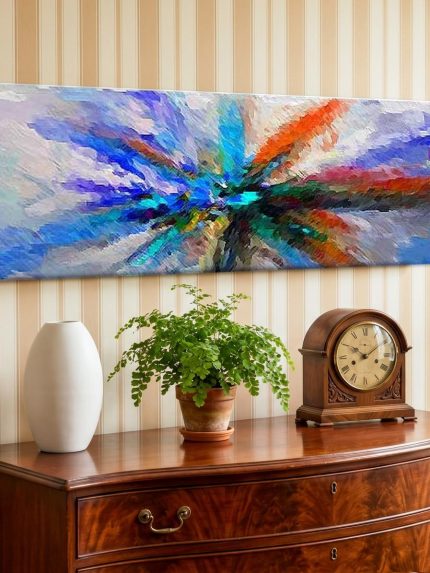 Kleurexplosie in Beweging, Abstract & Modern schilderij aan de muur in interieur