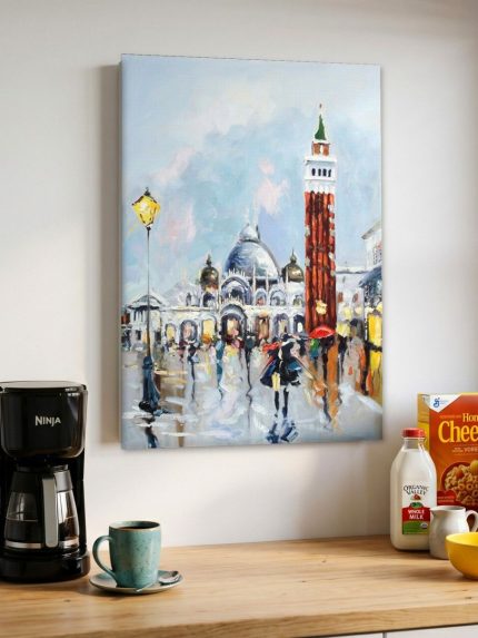 Regenachtige middag op San Marco, Steden & Skylines schilderij aan de muur in interieur
