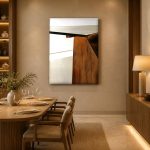 Houten Hoek, Abstract & Modern schilderij aan de muur in interieur
