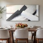 Diagonale Vlakken in Zwart-Wit, Abstract & Modern schilderij aan de muur in interieur
