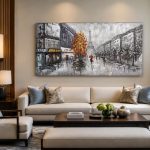 Herfstboom aan de Eiffeltoren, Steden & Skylines schilderij aan de muur in interieur
