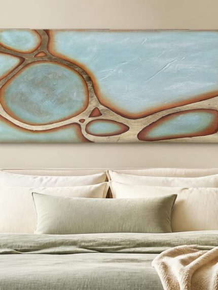 Aardse Golvingen, Abstract & Modern schilderij aan de muur in interieur
