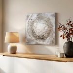 Cirkel van Linnen, Abstract & Modern schilderij aan de muur in interieur