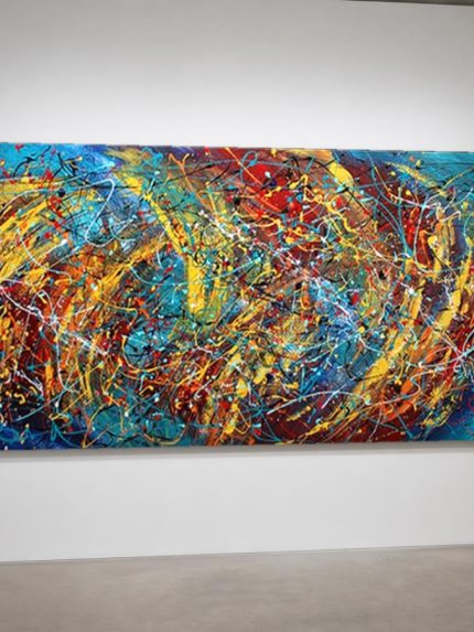 Kleurstorm, Abstract & Modern schilderij aan de muur in interieur