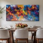Kleurexplosie in Beweging, Abstract & Modern schilderij aan de muur in interieur