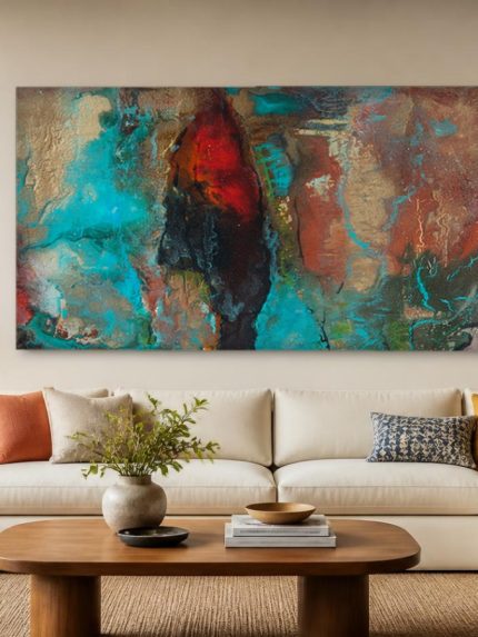 Verborgen Gloed, Abstract & Modern schilderij aan de muur in interieur