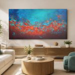 Vuur en Aqua, Abstract & Modern schilderij aan de muur in interieur