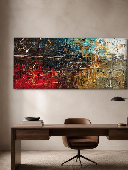 Vlucht van Ideeën, Abstract & Modern schilderij aan de muur in interieur