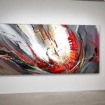Rode Wervelwind, Abstract & Modern schilderij aan de muur in interieur
