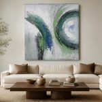 Groene Kolkbeweging, Abstract & Modern schilderij aan de muur in interieur