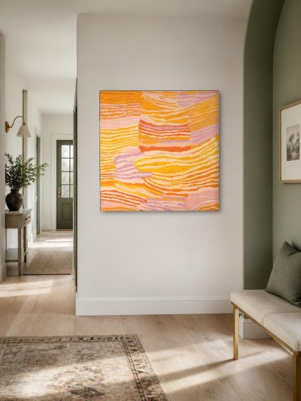 Gouden Golving, Abstract & Modern schilderij aan de muur in interieur