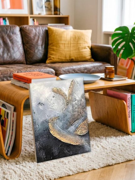 Gouden Golving, Abstract & Modern schilderij aan de muur in interieur