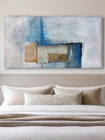 Verstilde Vlakken, Abstract & Modern schilderij aan de muur in interieur