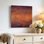 Vurige Textuur, Abstract & Modern schilderij aan de muur in interieur
