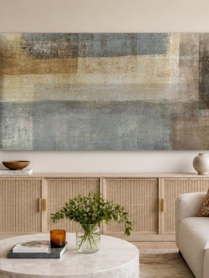 Verstilde Lagen, Abstract & Modern schilderij aan de muur in interieur