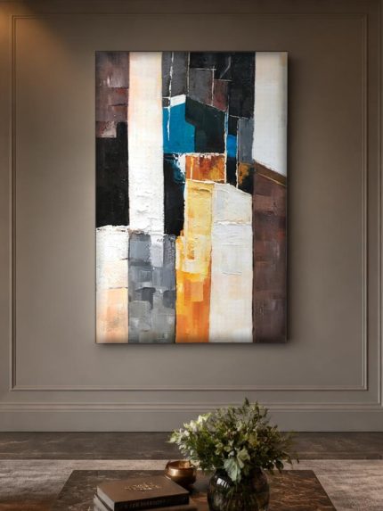 Verticaal Spel, Abstract & Modern schilderij aan de muur in interieur