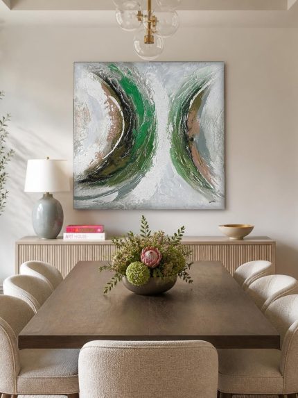 Spiegelende Golven, Abstract & Modern schilderij aan de muur in interieur