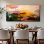 Gouden Gloed, Abstract & Modern schilderij aan de muur in interieur