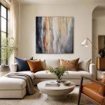 Vallend Licht, Abstract & Modern schilderij aan de muur in interieur