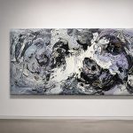 Draaikolk in Grijs, Abstract & Modern schilderij aan de muur in interieur